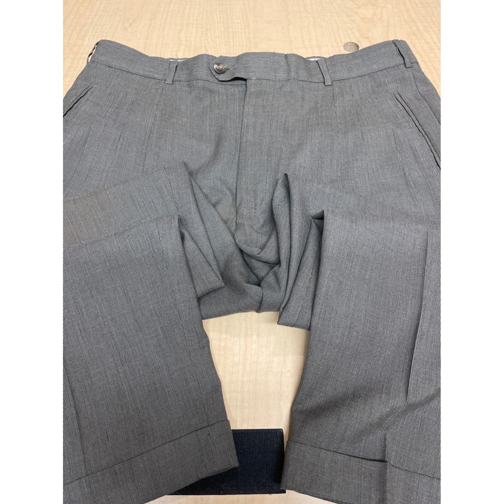 Perry Ellis Portfolio Mens Grey Double Pleated Cuffed Dress Pants Trousers
